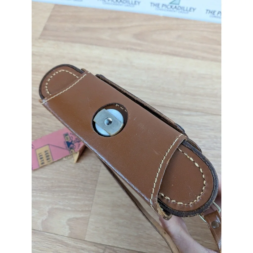 Vintage Ruko Rite-Case Brown Genuine Leather Camera Bag Hard Shell Japan Strap - Picture 7 of 11